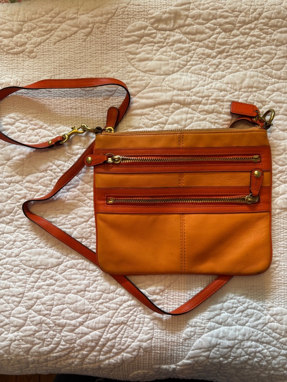 Vintage Coach Orange Leather Crossbody Bag - Women's Shoulder Bag